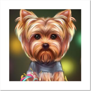 Cute Yorkshire Terrier Drawing Posters and Art